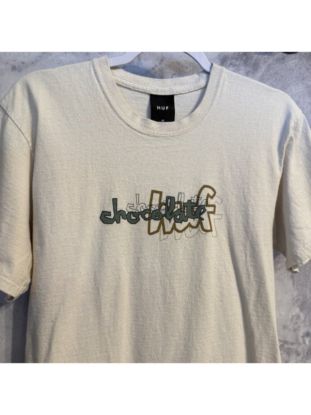 Chocolate Huf Skateboard T Shirt Mens Medium White Short Sleeve Skate